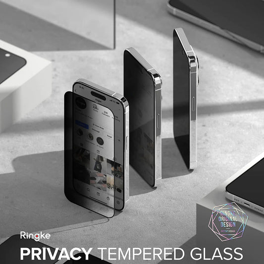 Zaščitna folija za zaslon Privacy Ringke za Apple iPhone 15 Pro, Kaljeno steklo, Polno lepilo