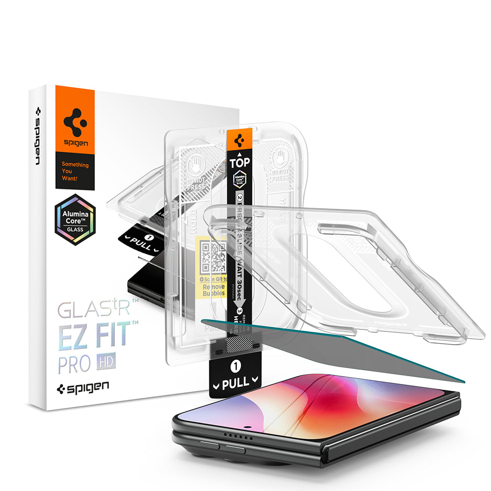 Zaščitna folija za zunanji zaslon Privacy Spigen GlastR EZ FIT Pro HD za Apple iPhone Duo, kaljeno steklo, polno lepilo AGL12016