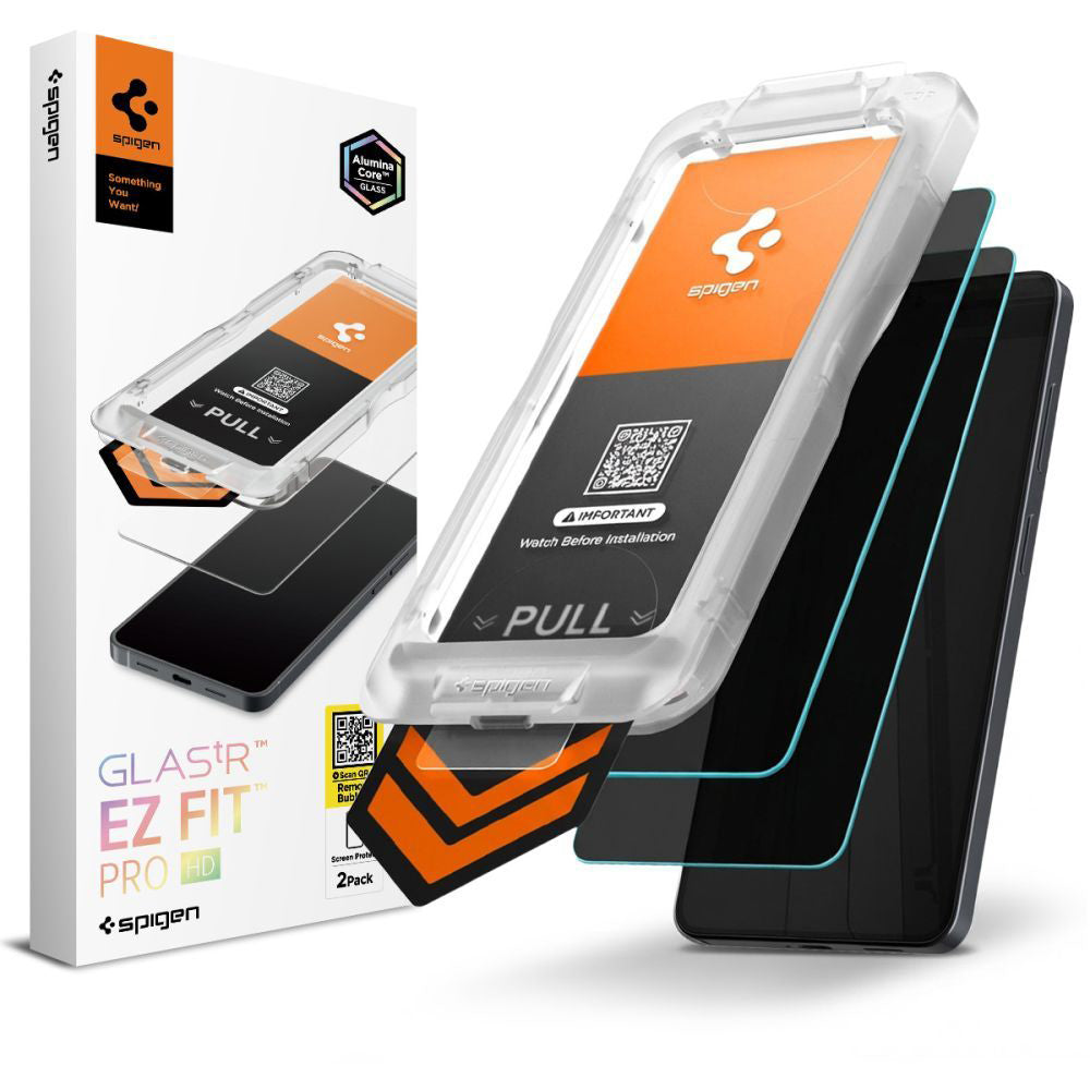 Zaščitna folija za zaslon Privacy Spigen GlastR EZ FIT Pro HD za Samsung Galaxy S26 S942, Kaljeno steklo, Polno lepilo, Komplet 2 kosa AGL11096