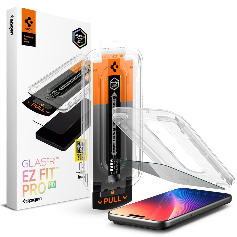 Zaščitna folija za zaslon Privacy Spigen GlastR EZ FIT Pro za Apple iPhone 17 Pro Max / 16 Pro Max, Kaljeno steklo, Full Glue AGL10096