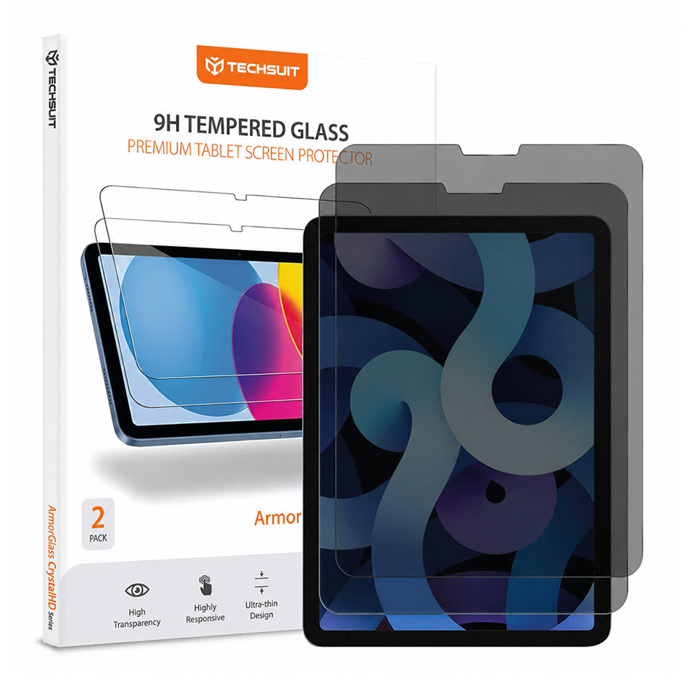 Zaščitna folija zaslona Privacy Techsuit ArmorGlass CrystalHD za Apple iPad Pro 11 (2022), kaljeno steklo, polno lepilo, komplet 2 kosa