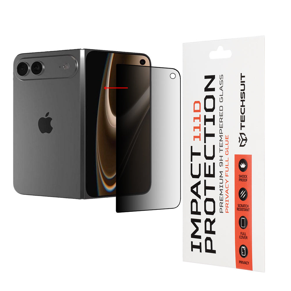 Zaščitna folija za zunanji zaslon Privacy Techsuit za Apple iPhone Duo, kaljeno steklo, polno lepilo, 111D