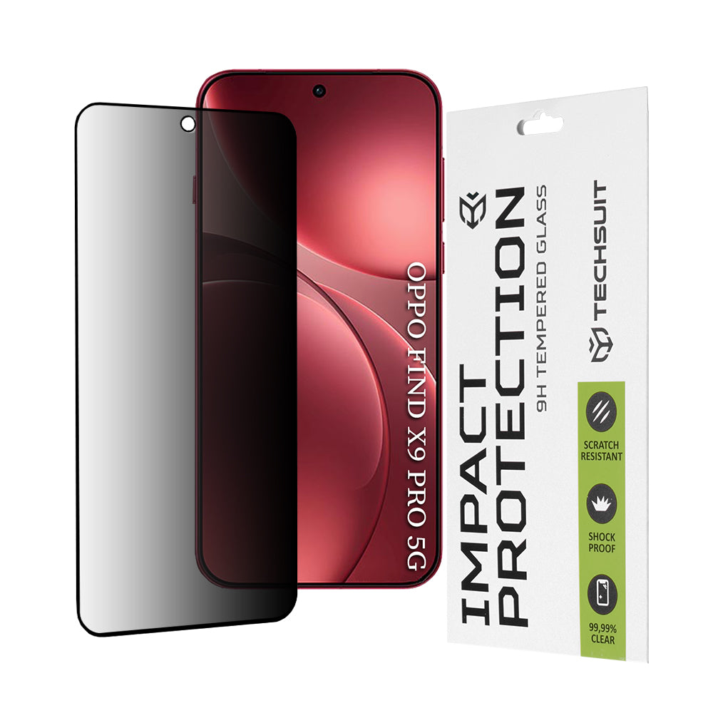 Zaščitna folija za zaslon Privacy Techsuit za Oppo Find X9 Pro, Kaljeno steklo, Polno lepljenje, 111D