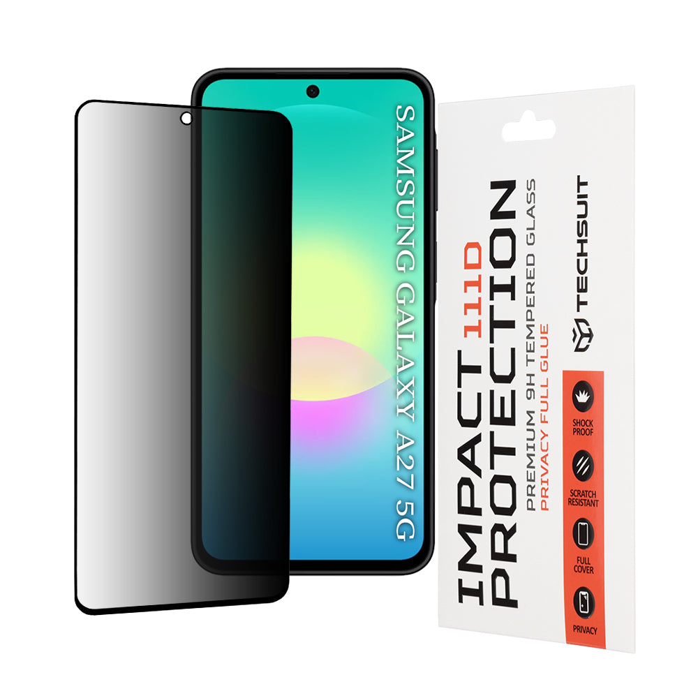 Zaščitna folija zaslona Privacy Techsuit za Samsung Galaxy A27 5G, varnostno steklo, polno lepilo, 111D