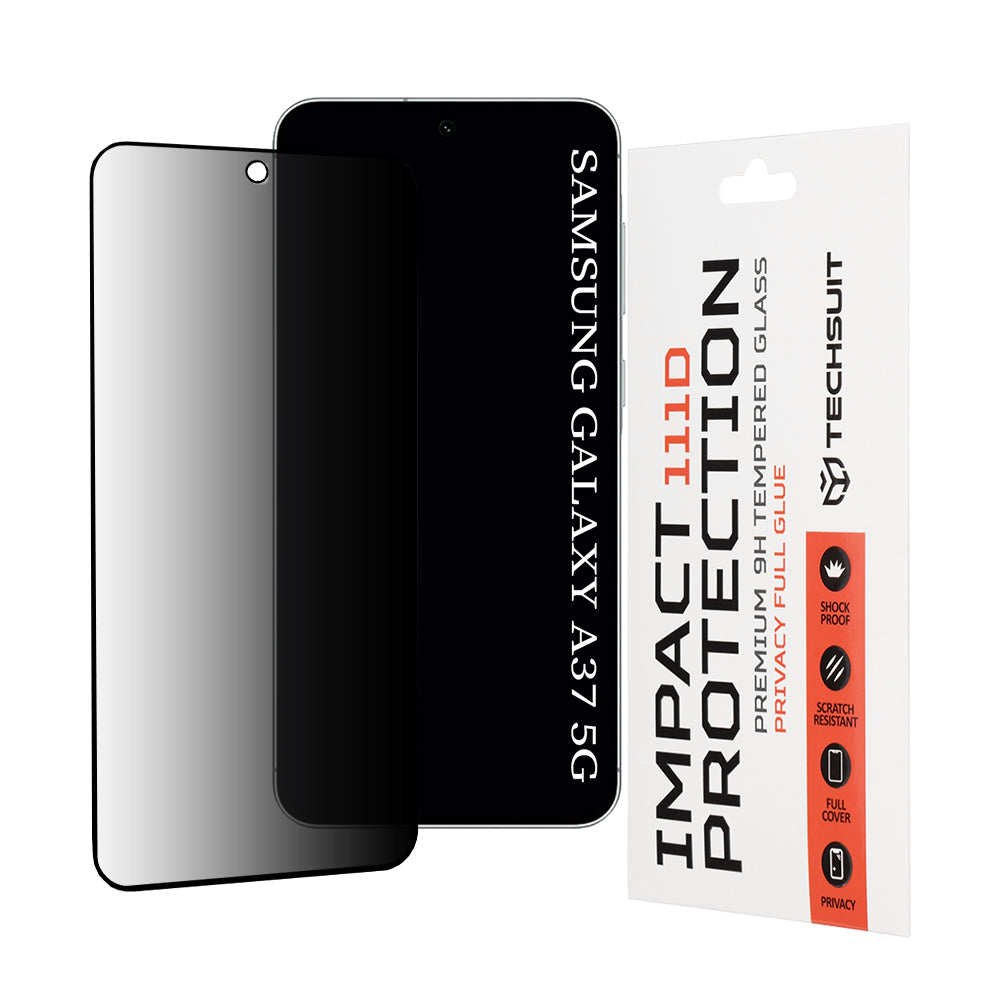 Zaščitna folija za zaslon Privacy Techsuit za Samsung Galaxy A37 5G, Kaljeno steklo, Full Glue, 111D