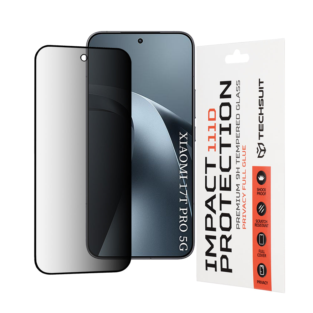 Zaščitna folija za zaslon Privacy Techsuit za Xiaomi 17T Pro, kaljeno steklo, polno lepilo, 111D