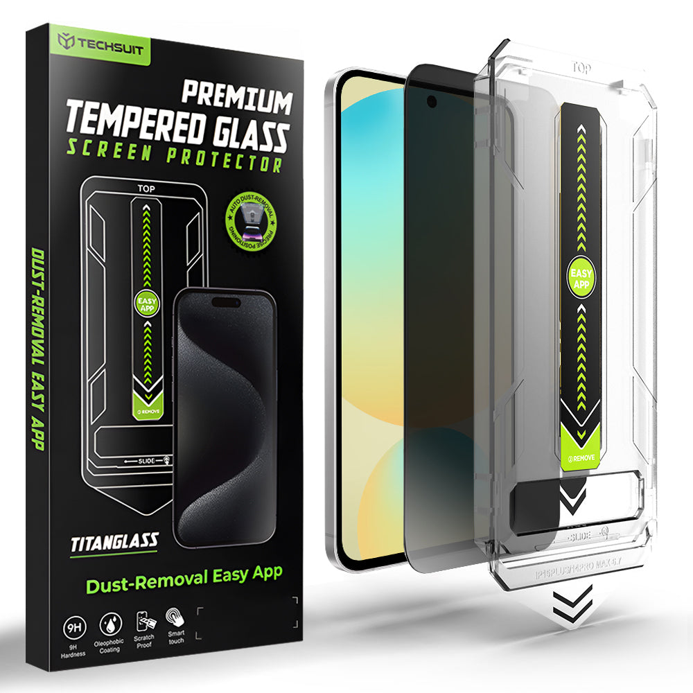 Zaščitna folija zaslona Privacy Techsuit TitanGlass CrystalHD za Samsung Galaxy S24 FE S721, varnostno steklo, polno lepilo