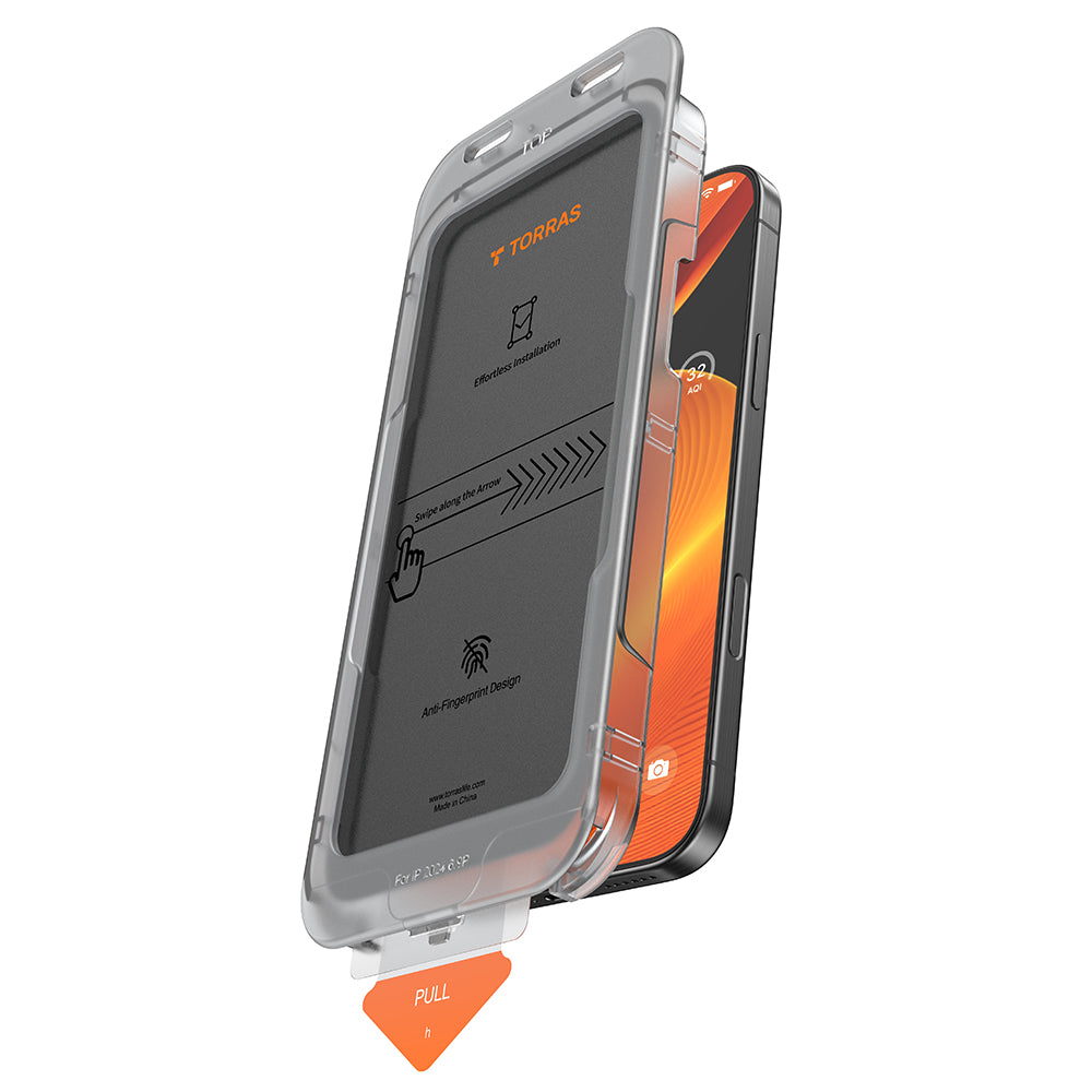Zaščitna folija za zaslon Privacy Torras GlassGo Install Master za Apple iPhone 17 Air, Kaljeno steklo, Full Glue