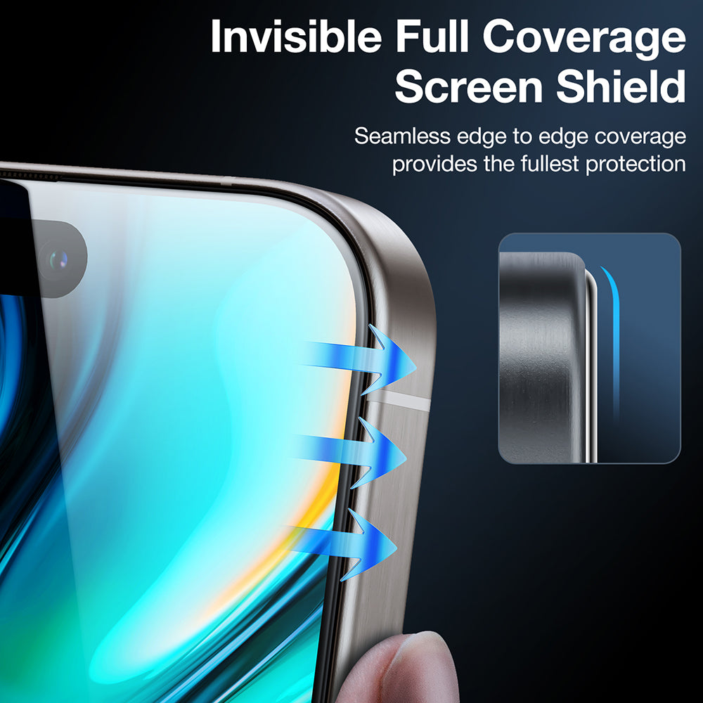Zaščitna folija za zaslon Privacy Torras GlassGo Install Master za Apple iPhone 17 Air, Kaljeno steklo, Full Glue