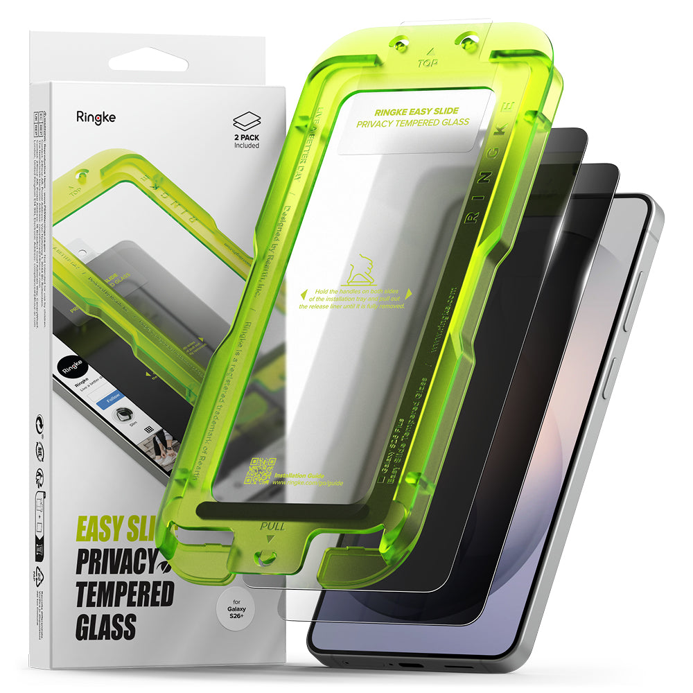 Zaščitna folija za zaslon Ringke Easy Slide za Samsung Galaxy S26 Plus S947, Kaljeno steklo, Polno lepljenje, Set 2 kosa, Črna