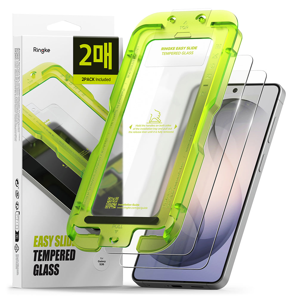 Zaščitna folija za zaslon Ringke Easy Slide za Samsung Galaxy S26 S942, Kaljeno steklo, Polno lepilo, Komplet 2 kosa