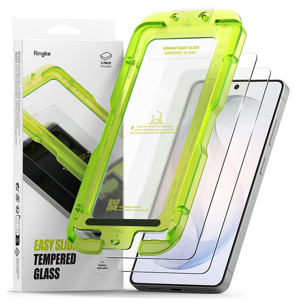 Zaščitna folija za zaslon Ringke Easy Slide za Samsung Galaxy S26 Ultra S948, Kaljeno steklo, Polno lepljenje, Komplet 2 kosa