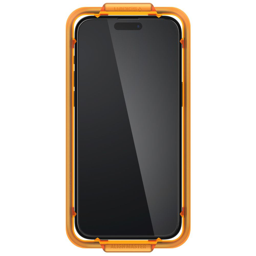 Zaščitna folija za zaslon Spigen GlastR Align Master za Apple iPhone 15, Kaljeno steklo, Polno lepilo, Set 2 kosa, Črna AGL06906