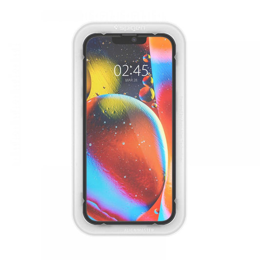 Zaščitna folija za zaslon Spigen GlastR Align Master za Apple iPhone 17e / 16e / 14 / 13 Pro, Kaljeno steklo, Polno lepilo, Črna AGL03725