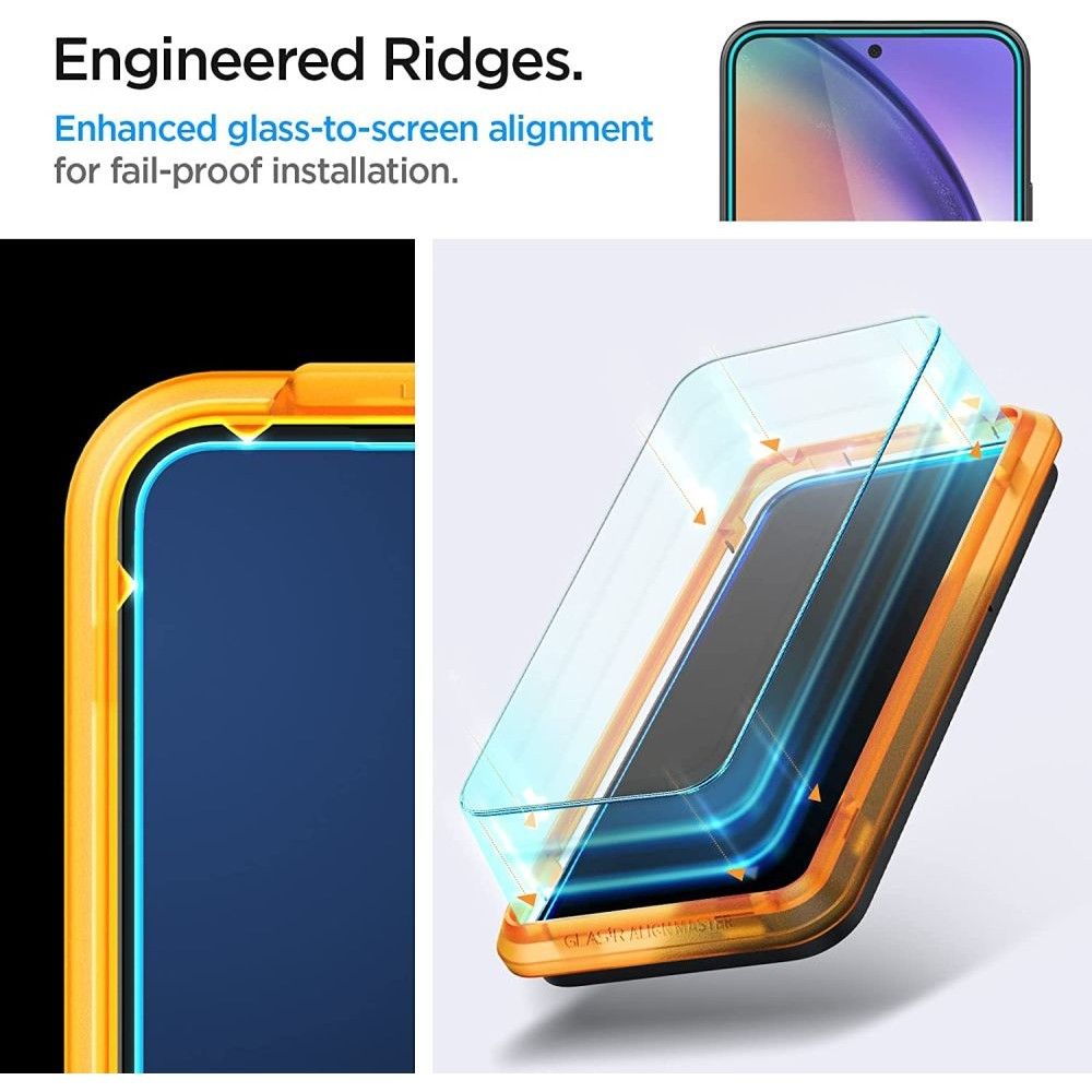 Zaščitna folija za zaslon Spigen GlastR Align Master za Samsung Galaxy A54 A546, kaljeno steklo, polno lepilo, komplet 2 kosa AGL05966