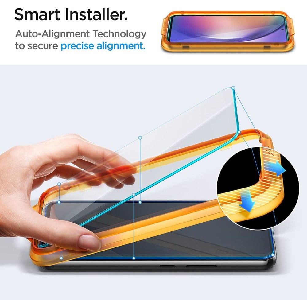 Zaščitna folija za zaslon Spigen GlastR Align Master za Samsung Galaxy A54 A546, kaljeno steklo, polno lepilo, komplet 2 kosa AGL05966