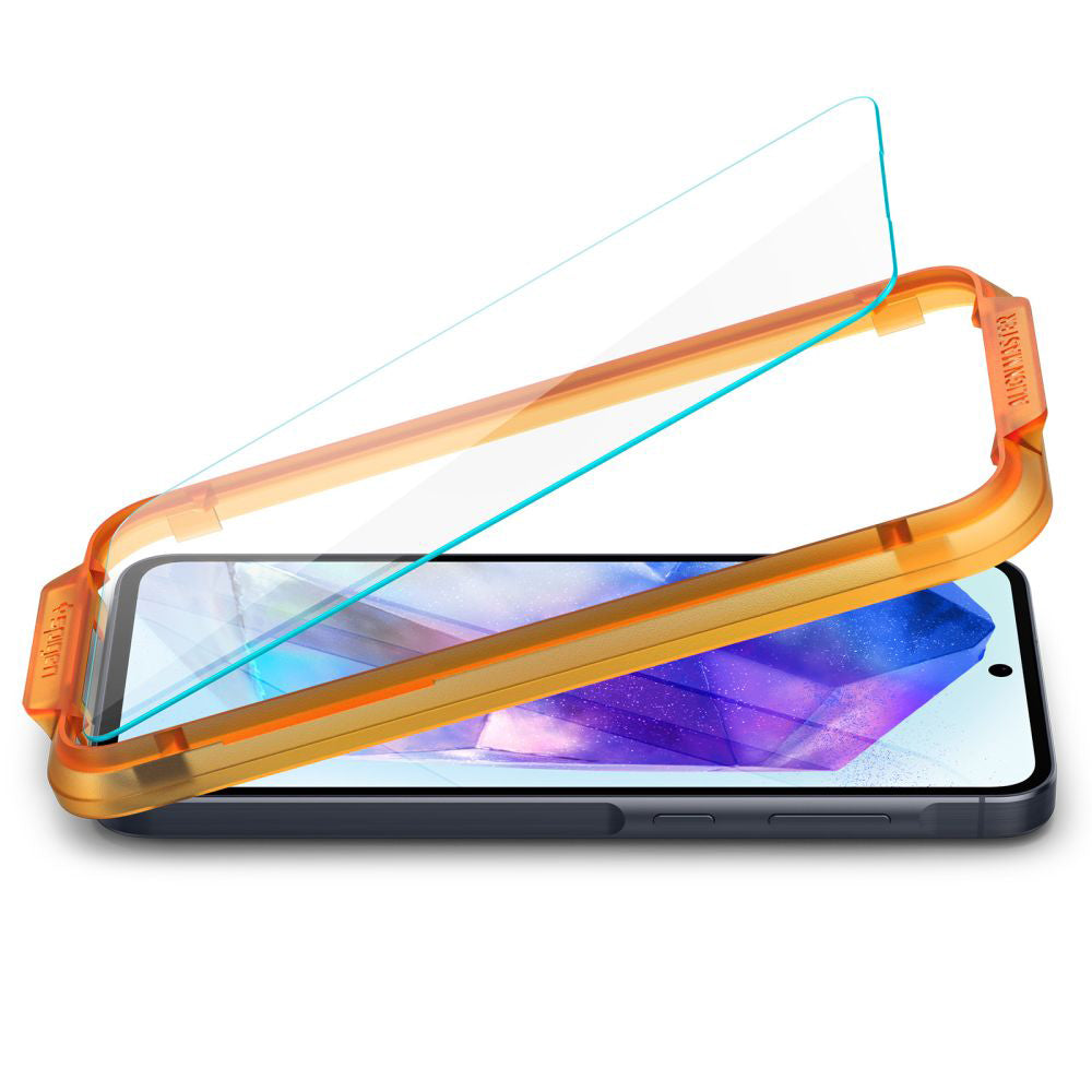 Zaščitna folija za zaslon Spigen GlastR Align Master za Samsung Galaxy A55 5G A556, kaljeno steklo, polno lepilo, komplet 2 kosa AGL07775