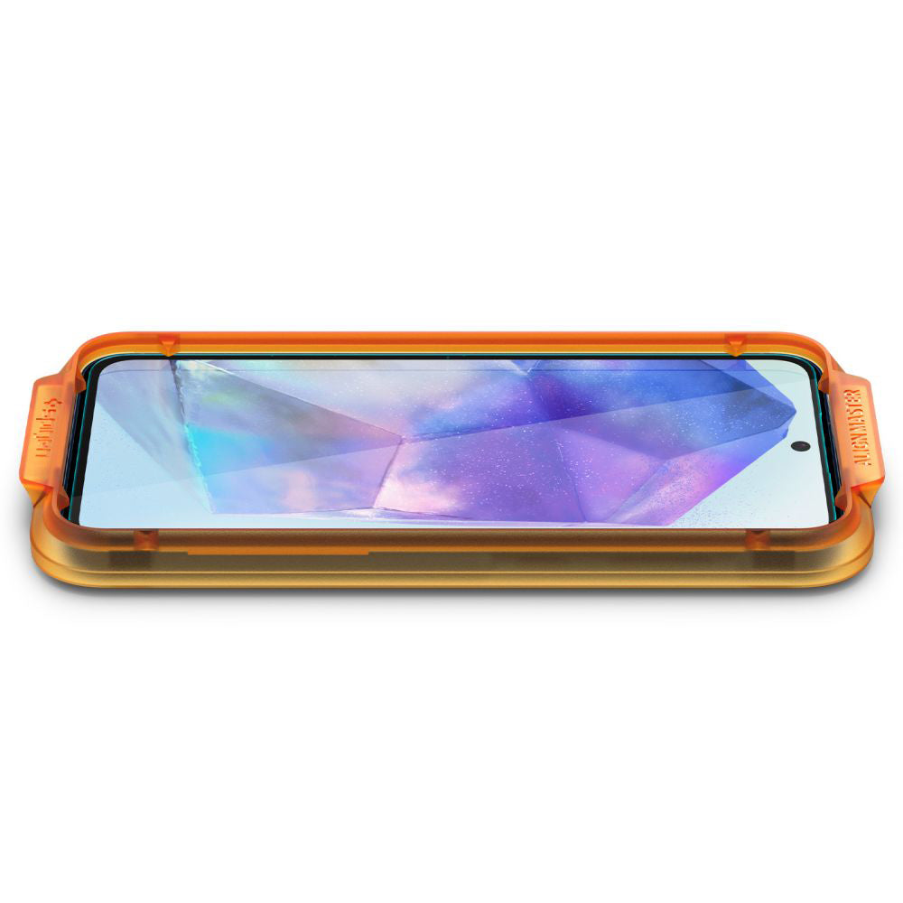 Zaščitna folija za zaslon Spigen GlastR Align Master za Samsung Galaxy A55 5G A556, kaljeno steklo, polno lepilo, komplet 2 kosa AGL07775