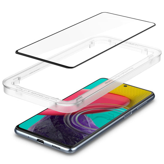 Zaščitna folija za zaslon Spigen GlastR Align Master za Samsung Galaxy M53 M536, Kaljeno steklo, Polno lepljiva, Črna
