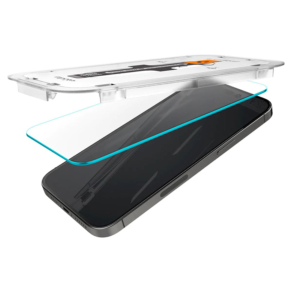 Zaščitna folija za zaslon Spigen GlastR EZ FIT za Apple iPhone 14 Pro, Kaljeno steklo, Polno lepilo, Komplet 2 kosa