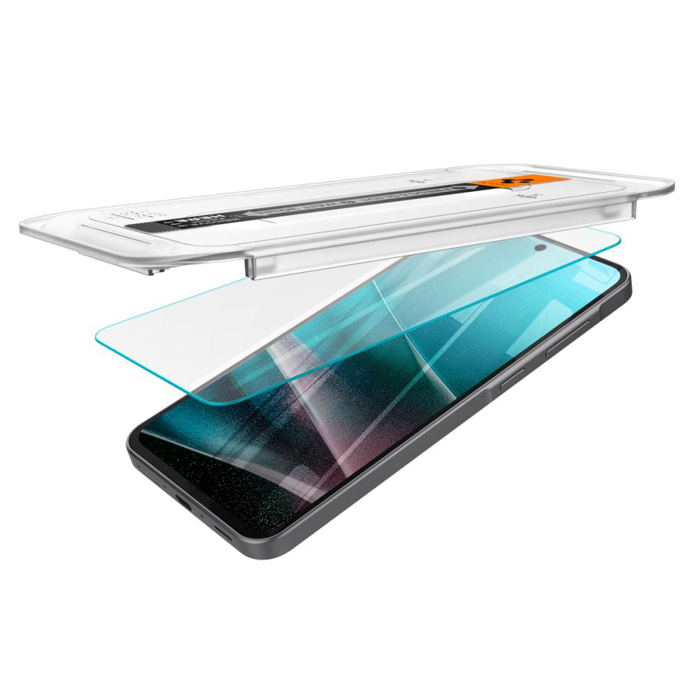 Zaščitna folija za zaslon Spigen GlastR EZ FIT za Samsung Galaxy A36 A366, kaljeno steklo, polno lepilo, komplet 2 kosa AGL09202