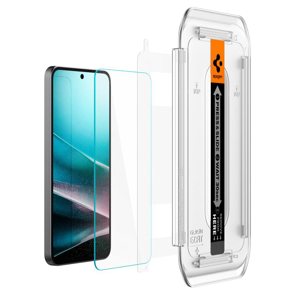 Zaščitna folija za zaslon Spigen GlastR EZ FIT za Samsung Galaxy A36 A366, kaljeno steklo, polno lepilo, komplet 2 kosa AGL09202