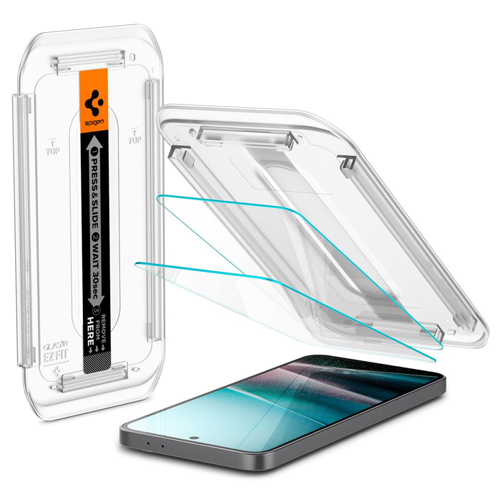 Zaščitna folija za zaslon Spigen GlastR EZ FIT za Samsung Galaxy A36 A366, kaljeno steklo, polno lepilo, komplet 2 kosa AGL09202