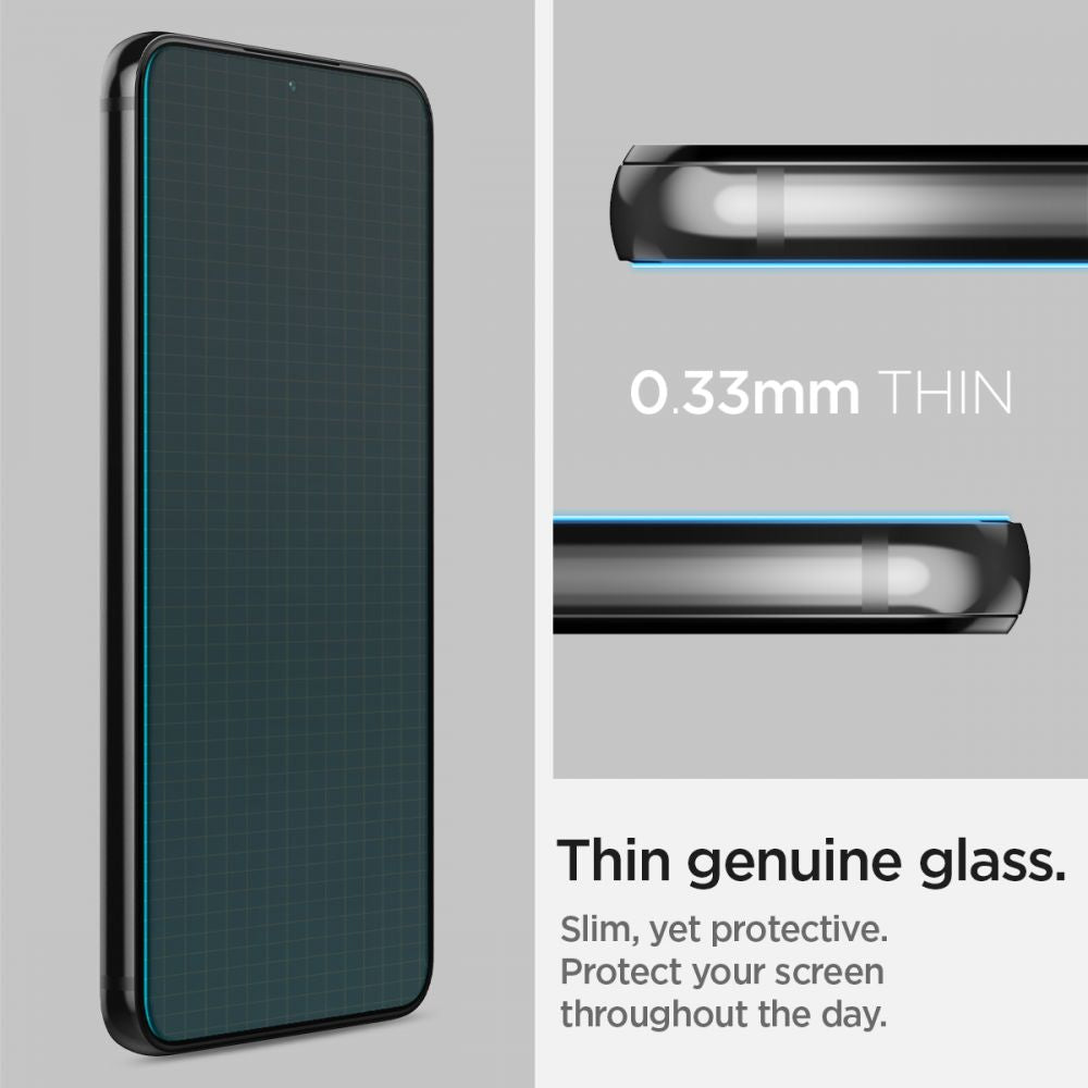 Zaščitna folija za zaslon Spigen GlastR EZ FIT za Samsung Galaxy S22 5G S901, kaljeno steklo, polno lepilo, komplet 2 kosa AGL04151