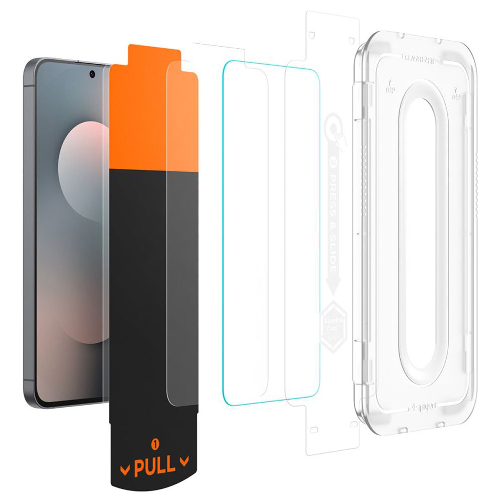 Zaščitna folija za zaslon Spigen GlastR EZ FIT Pro HD za Samsung Galaxy S25 FE, Kaljeno steklo, Polno lepljenje, Set 2 kosa AGL10202