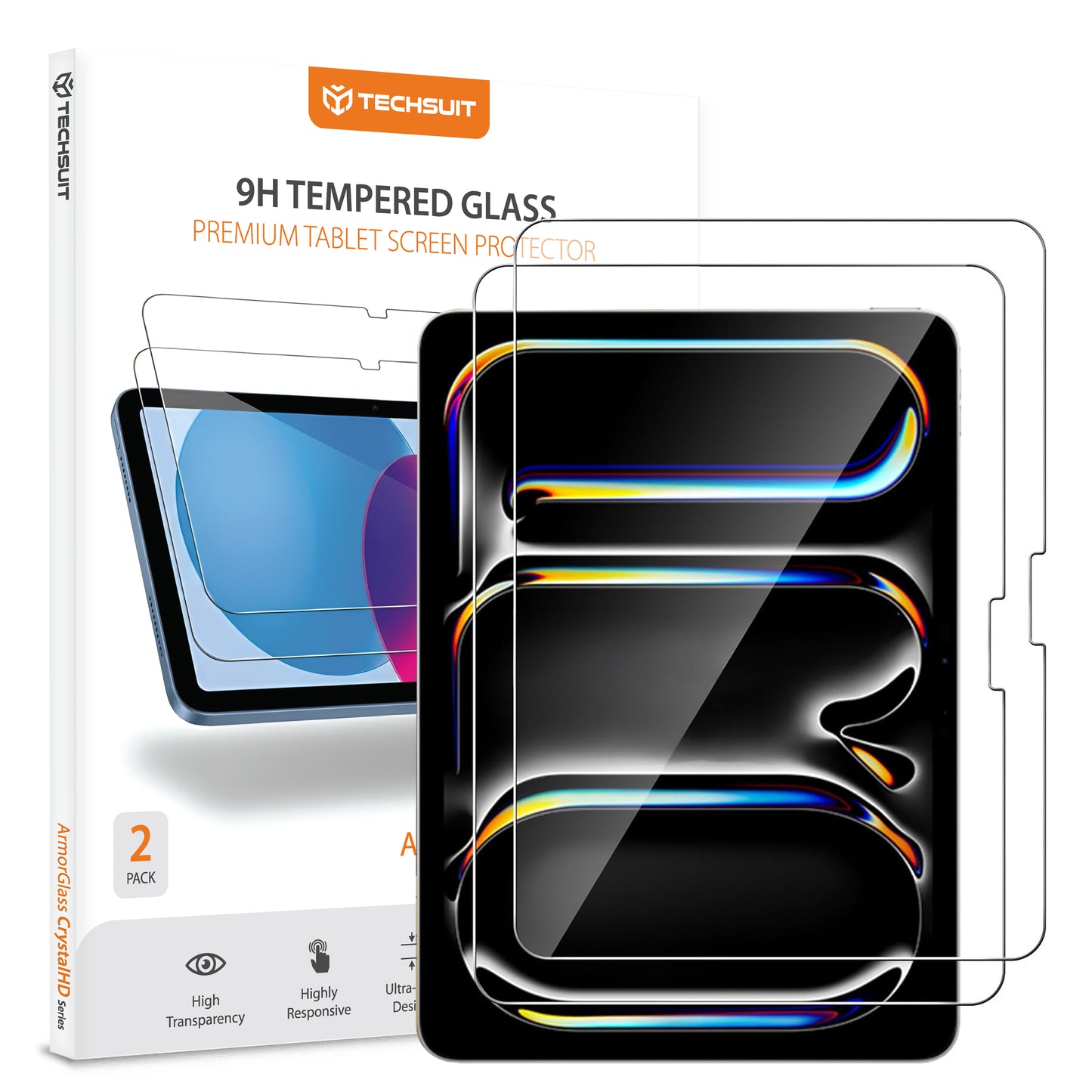 Zaščitna folija za zaslon Techsuit ArmorGlass CrystalHD za Apple iPad Air 13 (2025), Kaljeno steklo, Full Glue, Set 2 kosa