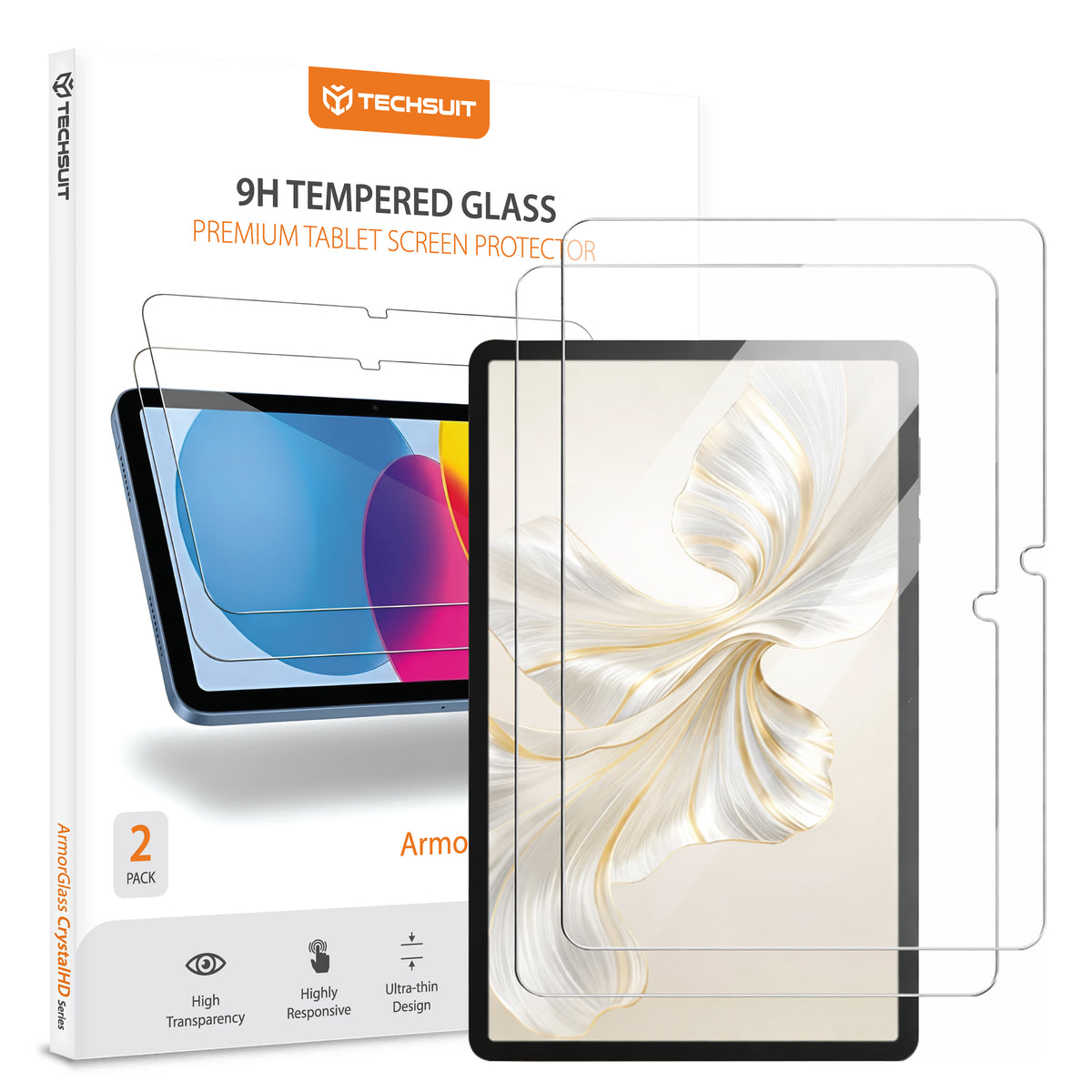 Zaščitna folija za zaslon Techsuit ArmorGlass CrystalHD za Honor Pad 10 / 9, Kaljeno steklo, Polno lepilo, Komplet 2 kosa