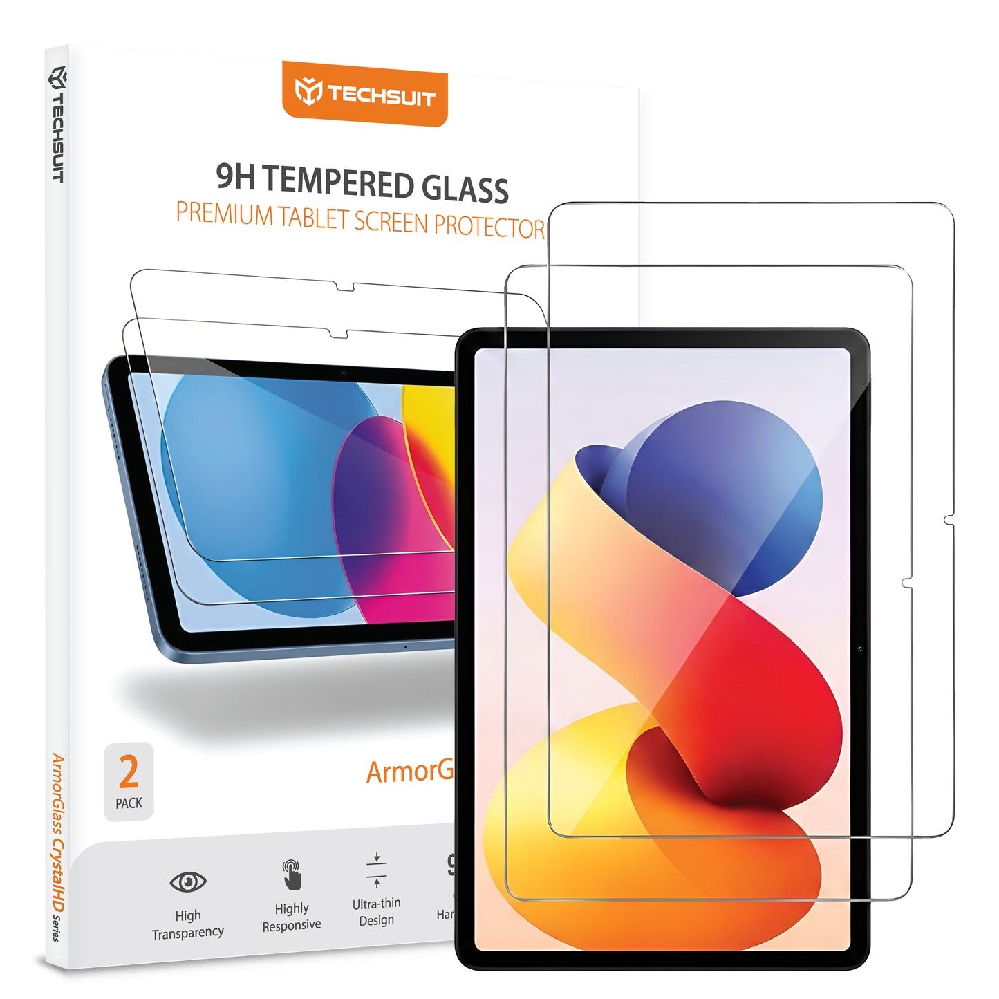 Zaščitna folija za zaslon Techsuit ArmorGlass CrystalHD za Xiaomi Redmi Pad 2 Pro, Kaljeno steklo, Polno lepilo, Komplet 2 kosa