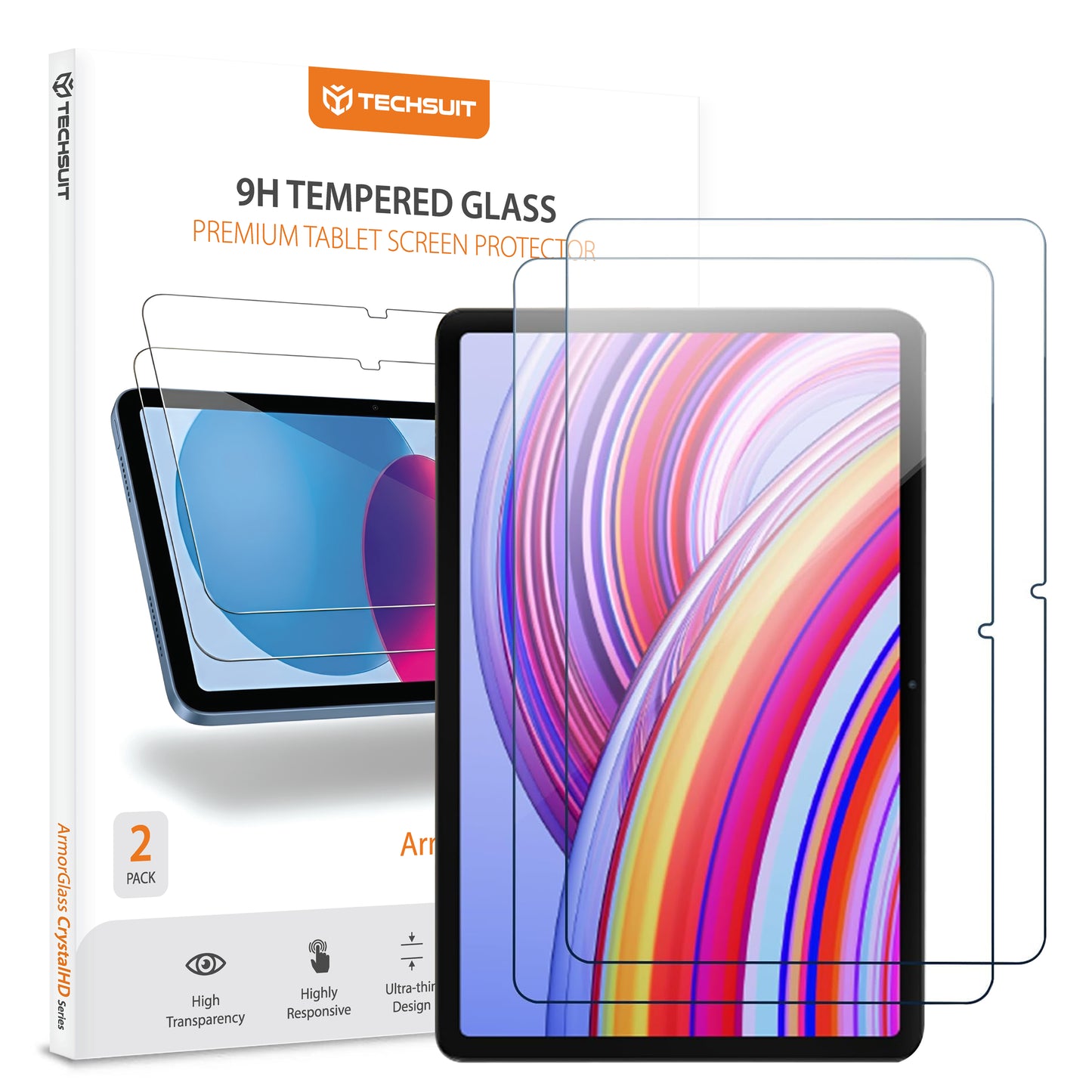 Zaščitna folija za zaslon Techsuit ArmorGlass CrystalHD za Xiaomi Redmi Pad Pro / Pad Pro 5G / Poco Pad, Kaljeno steklo, Polno lepilo, Set 2 kosa