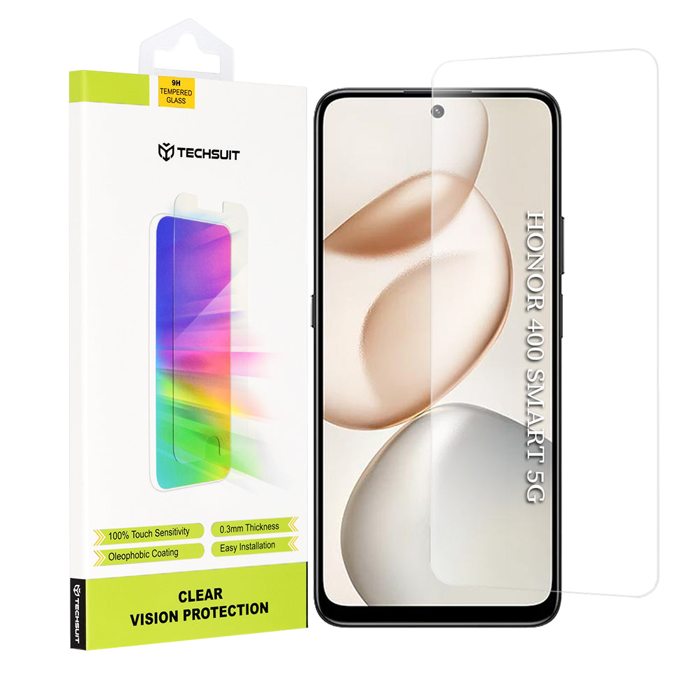 Zaščitna folija za zaslon Techsuit Clear Vision za Honor 400 Smart 4G / X7d 4G / 400 Smart 5G / X7c / 200 Smart, Kaljeno steklo, Polno lepljenje