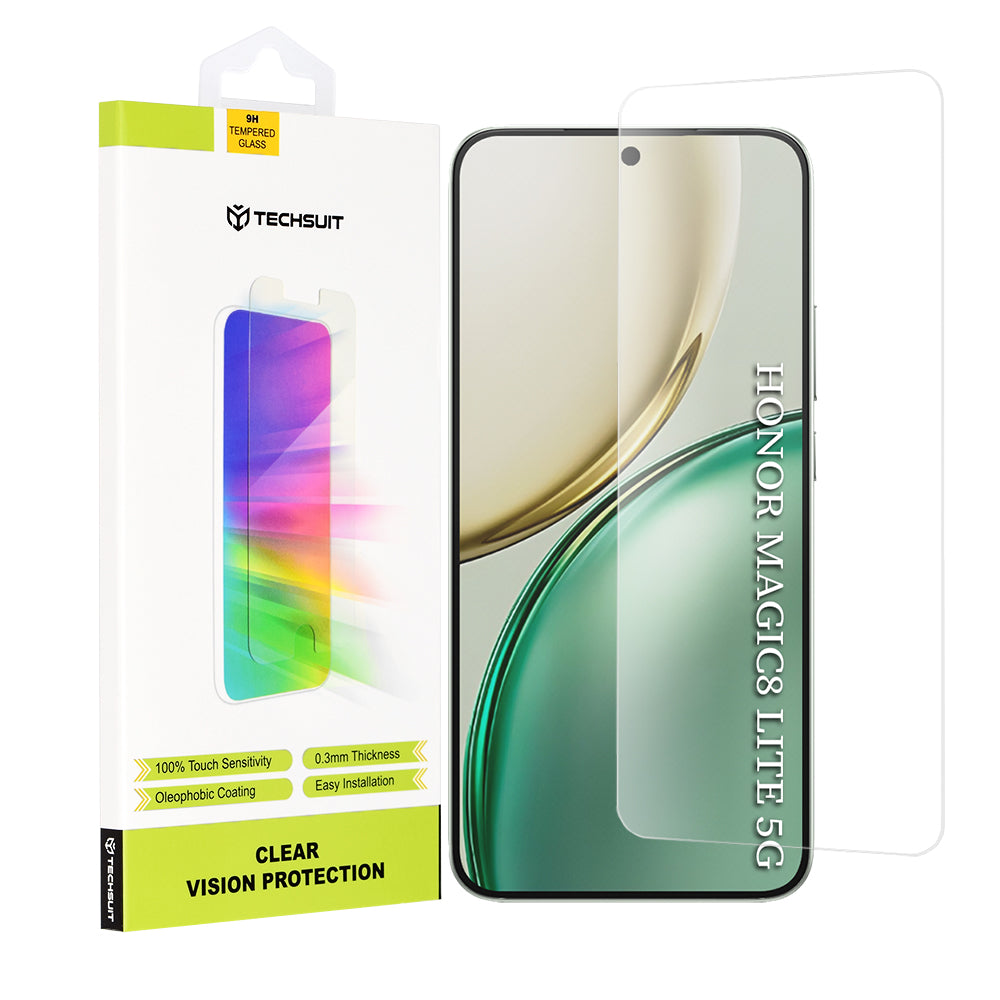 Zaščitna folija za zaslon Techsuit Clear Vision za Honor Magic8 Lite, Kaljeno steklo, Polno lepilo