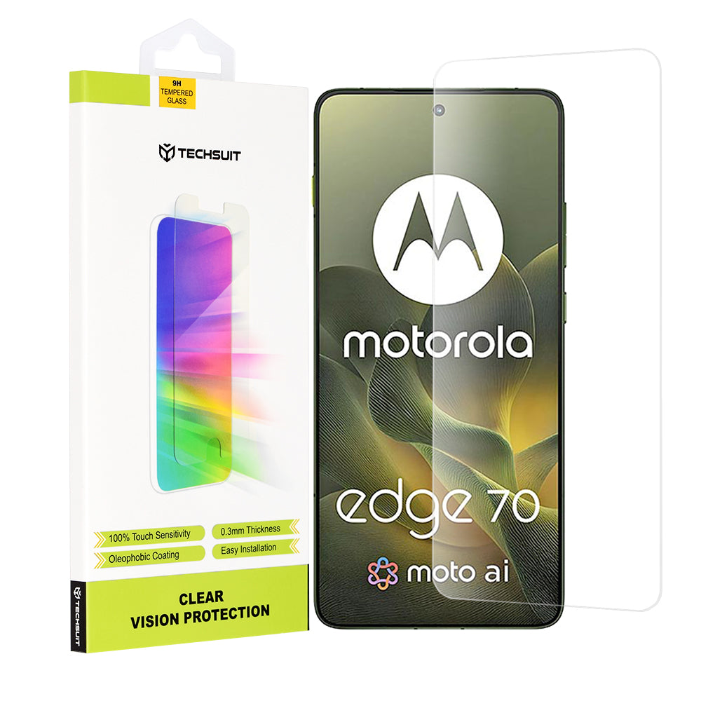 Zaščitna folija za zaslon Techsuit Clear Vision za Motorola Edge 70, Kaljeno steklo, Polno lepljenje