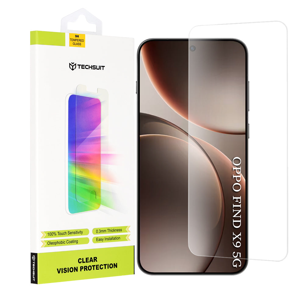 Zaščitna folija za zaslon Techsuit Clear Vision za Oppo Find X9, Kaljeno steklo, Polno lepilo