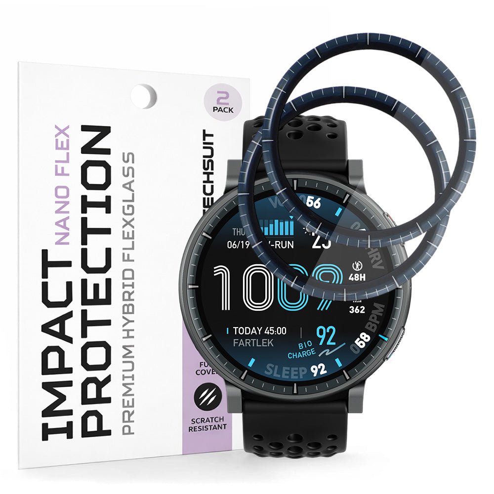 Zaščitna folija za zaslon Techsuit Nano Flex za Amazfit Active Max, Plastika, Set 2 kosa, Črna