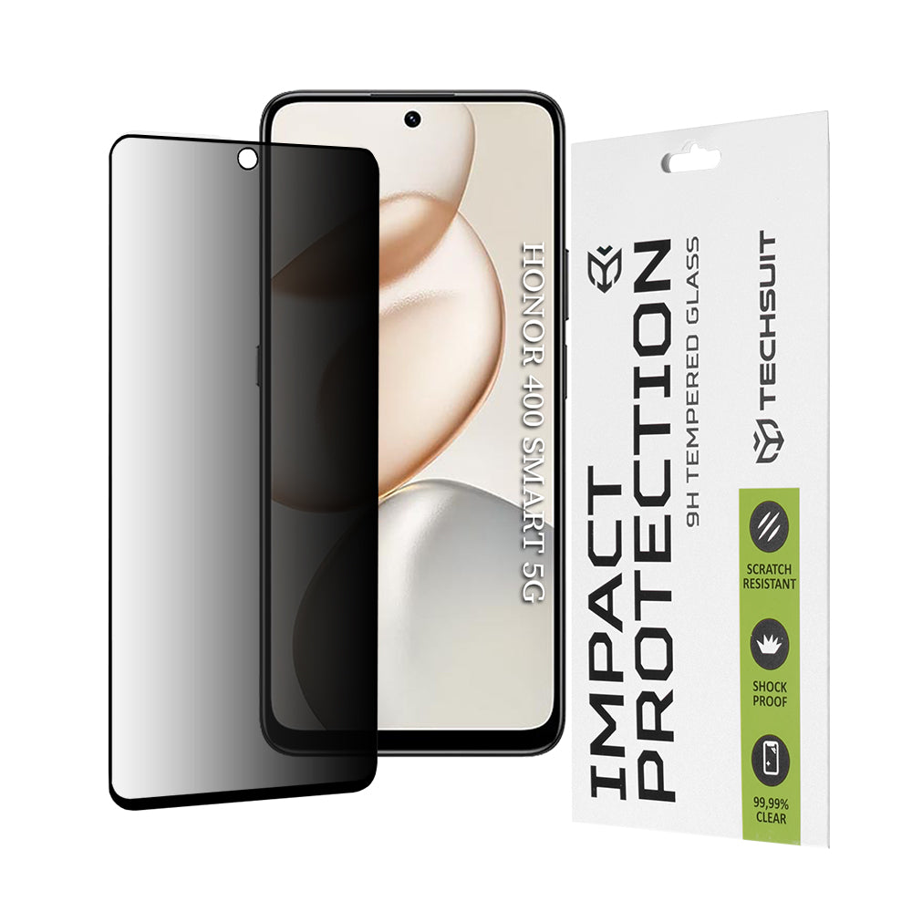Zaščitna folija za zaslon Privacy Techsuit za Honor 400 Smart 4G / X7d 4G / 400 Smart 5G / X7c, Kaljeno steklo, Full Glue, 111D