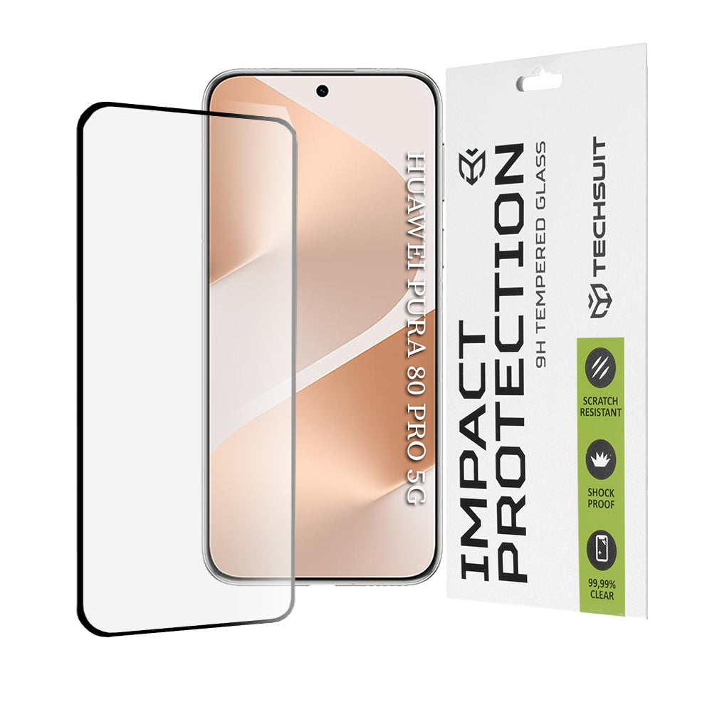 Zaščitna folija za zaslon Techsuit za Huawei Pura 80 Pro, kaljeno steklo, polno lepilo, 111D, črna