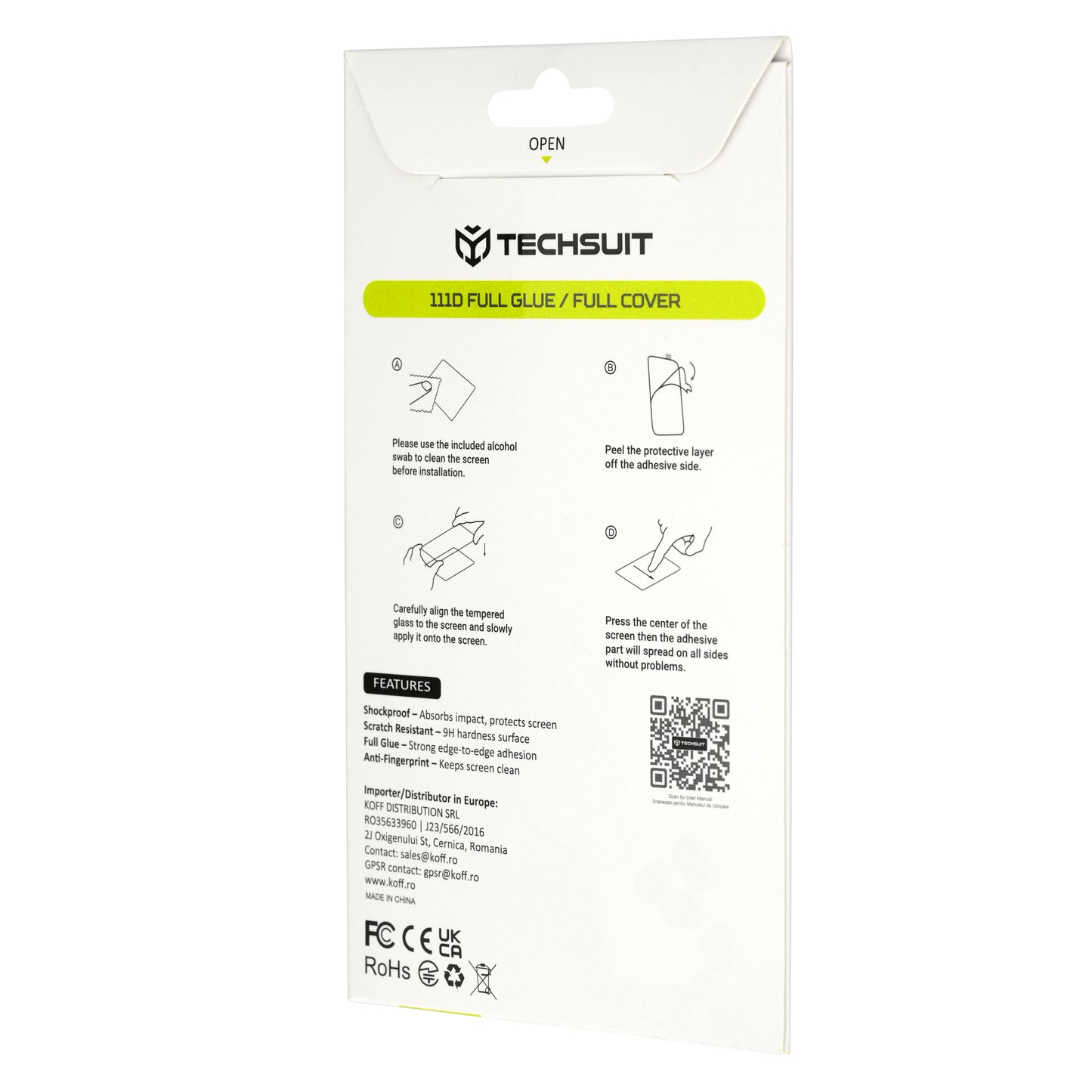 Zaščitna folija za zaslon Techsuit za Motorola Edge 70 Max, kaljeno steklo, polno lepilo, 111D, črna