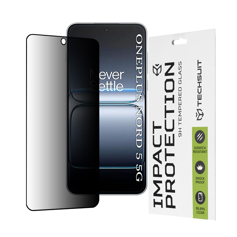 Zaščitna folija za zaslon Privacy Techsuit za OnePlus Nord 5, Kaljeno steklo, Full Glue, 111D