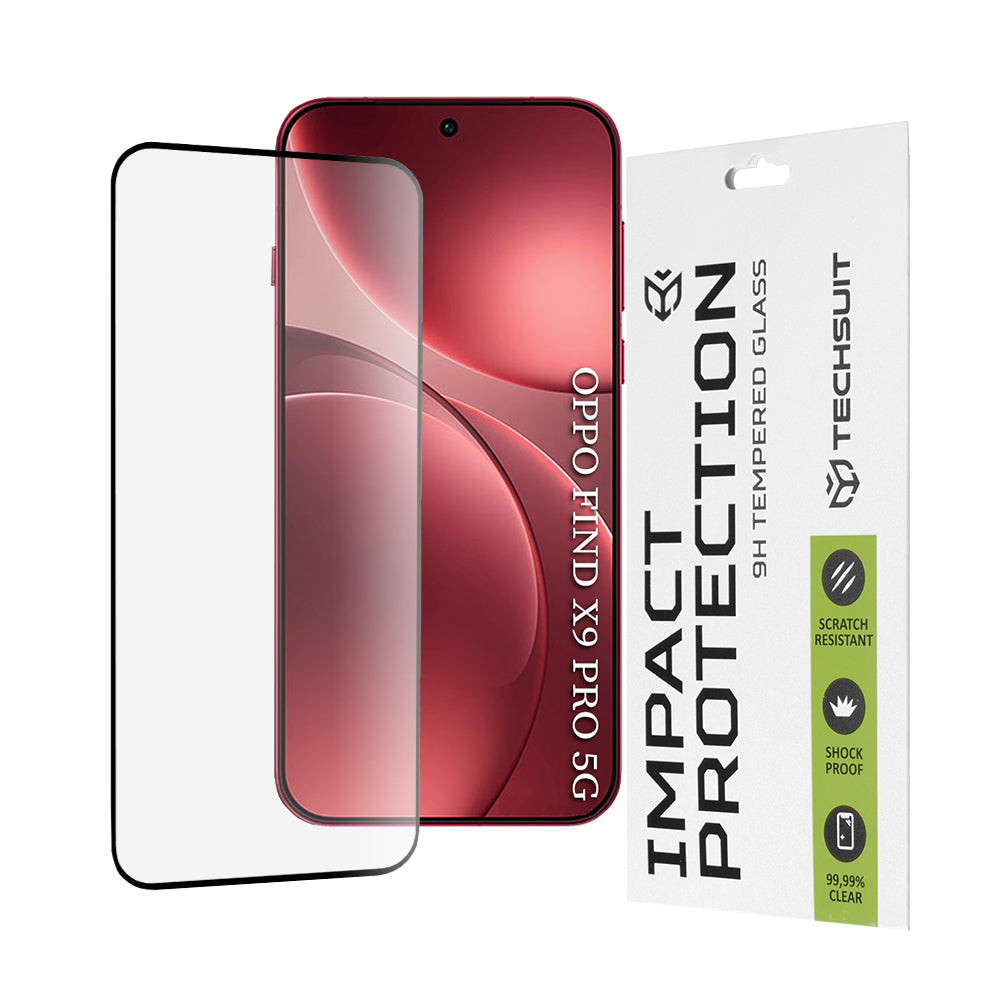 Zaščitna folija za zaslon Techsuit za Oppo Find X9 Pro, Kaljeno steklo, Full Glue, 111D, Črna