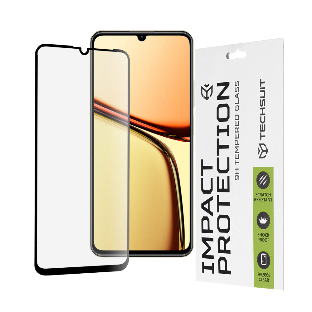 Zaščitna folija za zaslon Techsuit za Realme C63 / C61, Kaljeno steklo, Full Glue, 111D, Črna