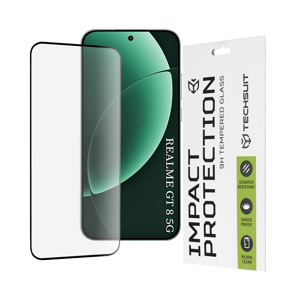 Zaščitna folija za zaslon Techsuit za Realme GT 8 Pro, Kaljeno steklo, 111D, Črna
