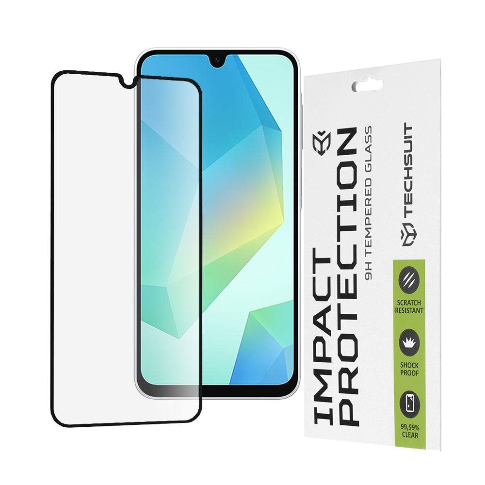 Zaščitna folija za zaslon Techsuit za Samsung Galaxy A17 4G / A17 5G / A16 5G A166 / A16 4G A165, kaljeno steklo, polno lepilo, 111D, črna