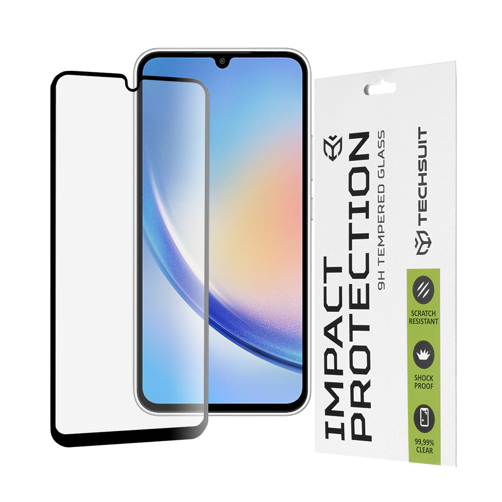 Zaščitna folija za zaslon Techsuit za Samsung Galaxy A34 A346, kaljeno steklo, polno lepilo, 111D, črna
