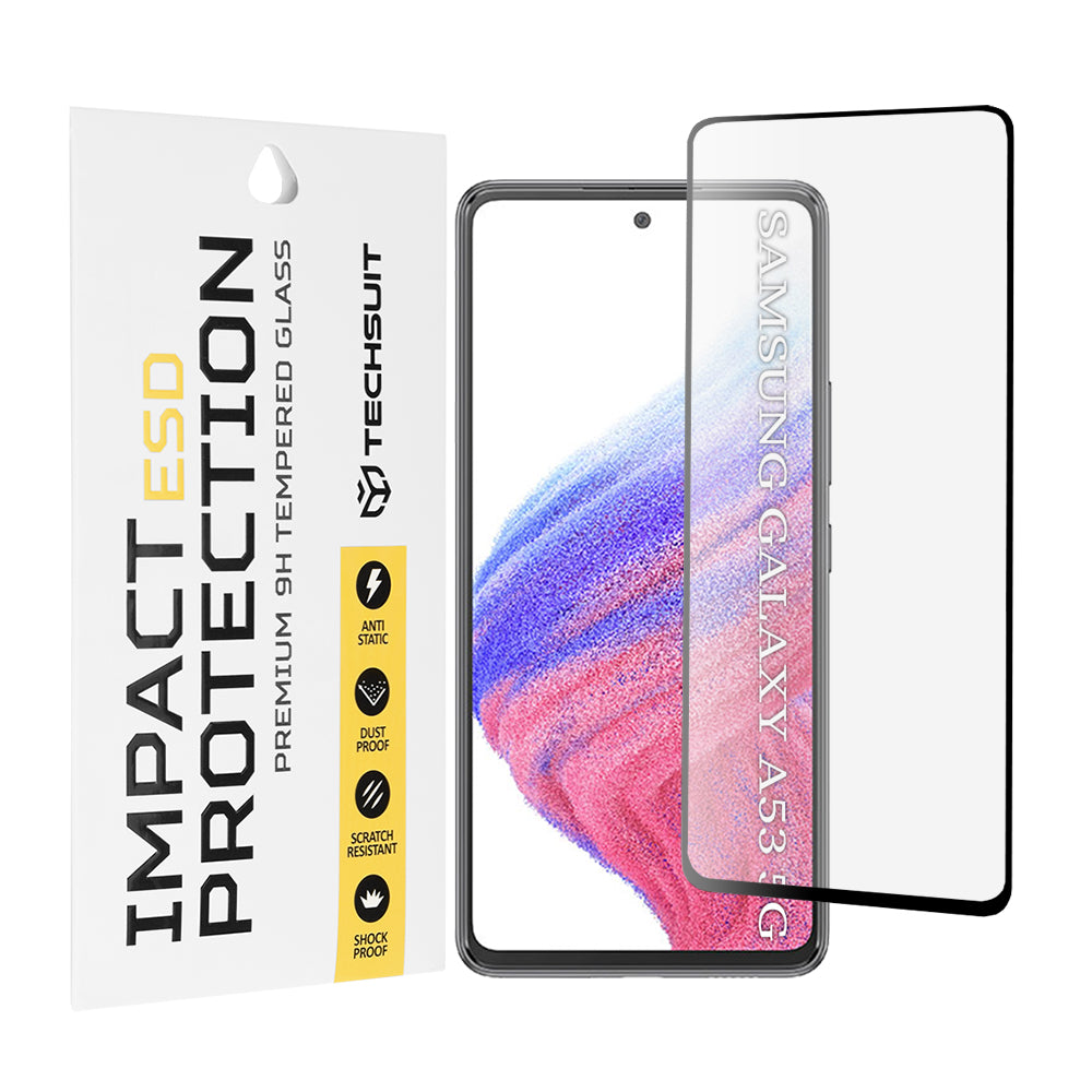 Zaščitna folija za zaslon Techsuit za Samsung Galaxy A53 5G A536, kaljeno steklo, polno lepilo, črna