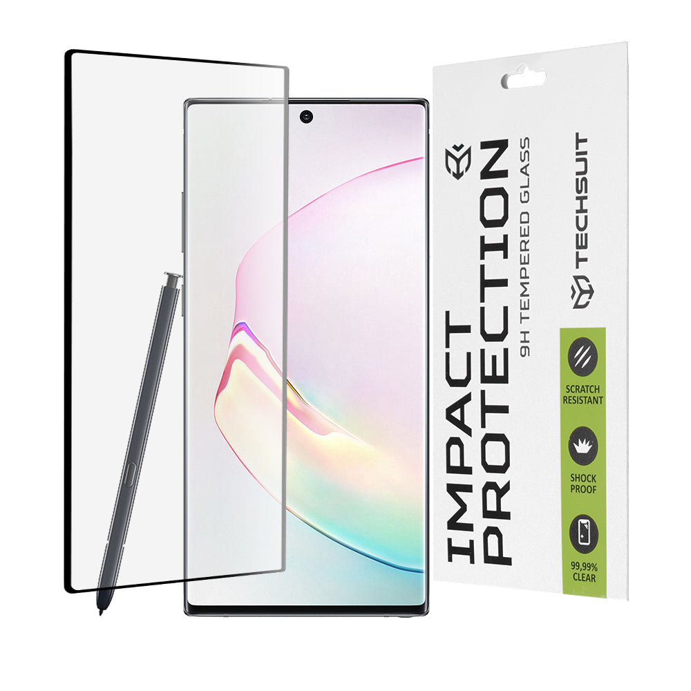 Zaščitna folija za zaslon Techsuit za Samsung Galaxy Note 10 5G N971 / Note10 N970, kaljeno steklo, polno lepilo, 111D, črna