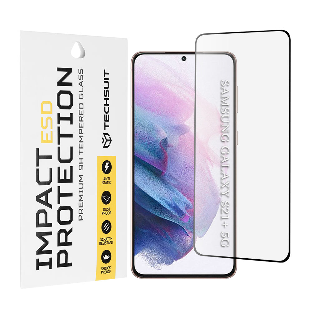 Zaščitna folija za zaslon Techsuit za Samsung Galaxy S21+ 5G G996, kaljeno steklo, polno lepilo, črna
